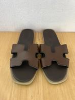 Bruine Hermès slippers, Ophalen, Nieuw, Bruin