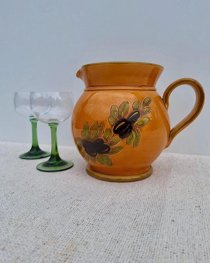 Vintage kan met ijsklontjes cilinder olijfprint, Huis en Inrichting, Keuken | Servies, Zo goed als nieuw, Overige stijlen, Glas
