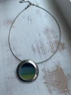 Zilveren spang ketting met ronde hanger, Ophalen of Verzenden, Zo goed als nieuw, Zilver, Overige kleuren