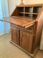 Eikenhouten Secretaire met Klep en Kastje, Ophalen, Gebruikt, 100 tot 150 cm, Eikenhout