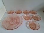 Gebaksset schaaltjes persglas vintage, Ophalen of Verzenden