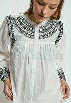 Peppetcorn witte bliuse met zwart borduursel, Ophalen of Verzenden, Zo goed als nieuw, Maat 38/40 (M), Wit