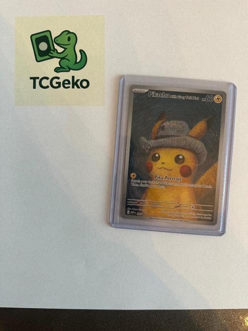 Pikachu Van Gogh/grey felt hat, Hobby en Vrije tijd, Verzamelkaartspellen | Pokémon, Zo goed als nieuw, Losse kaart, Ophalen of Verzenden