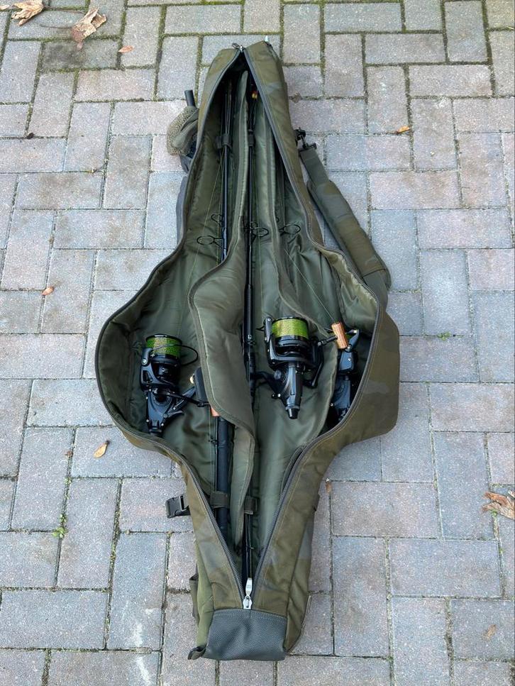3 Nash Dwarf hengels met Sonic baitrunners + foudraal, Watersport en Boten, Hengelsport | Karpervissen, Gebruikt, Complete set