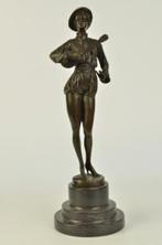 MILO bronzen beeld "De mandoline speler" H: 39 cm *Z.FRAAI *, Antiek en Kunst, Ophalen of Verzenden