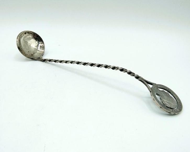 Zilveren muntlepel, Rijksdaalder / gulden Wilhelmina., Antiek en Kunst, Antiek | Goud en Zilver, Zilver, Verzenden