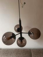 hanglamp met 4 glazen bollen – zwart/rookglas, Huis en Inrichting, Lampen | Hanglampen, Ophalen