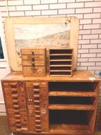 2x vintage industriële kastjes horlogemaker ladekast, Minder dan 25 cm, Minder dan 100 cm, Minder dan 50 cm, Overige houtsoorten