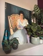 Beschilderd (wand)paneel, 60,1x50,4cm. Boho vrouw bohemian, Gebruikt, Verzenden, Schilderij, 75 cm of meer