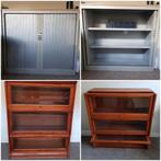 4 kasten, hout en ijzer, Huis en Inrichting, Kasten | Boekenkasten, Ophalen, 100 tot 150 cm, 100 tot 150 cm, Glas