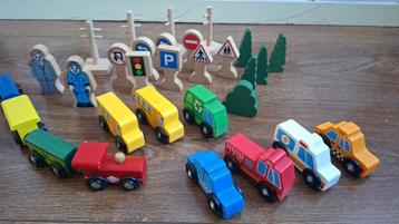 Houten Speelgoed Set - Auto's, Trein & Meer! beschikbaar voor biedingen