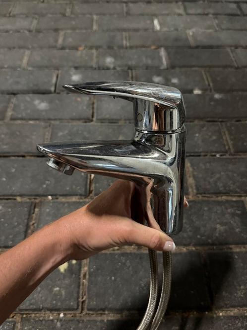 Chroom mengkraan voor wastafel, Doe-het-zelf en Verbouw, Sanitair, Gebruikt, Kraan, Chroom, Ophalen of Verzenden