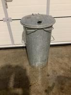 Zinken afvalemmer extra hoog, Huis en Inrichting, Woonaccessoires | Prullenbakken, Ophalen, Gebruikt, 40 liter of meer, Metaal