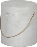 2 Stoere ronde betonlook krukjes / bijzettafeltjes ø 37 cm., Minder dan 55 cm, Modern Design Industrieel, Rond, Hout