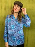 Vintage blouse / shirt - blauw / paars - L / 40 / large, Gedragen, Blauw, Maat 38/40 (M), Vintage