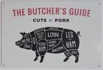 Delen van het varken butchers guide reclamebord van metaal, Info@deconoord.nl, Deco Noord, Nieuw, Ophalen of Verzenden