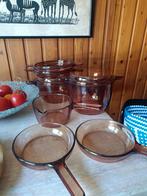 Vintage Corning vision pyrex glazen pannen set, Ophalen, Zo goed als nieuw, Pannenset, Keramische plaat