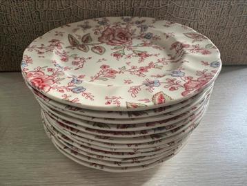 Johnson Brothers Rose Chintz roze 12 ontbijt/gebaksbordjes beschikbaar voor biedingen