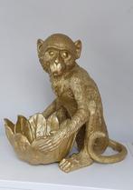 Goudkleurig Apenbeeld met schaal, Ophalen of Verzenden, Gebruikt, Dier