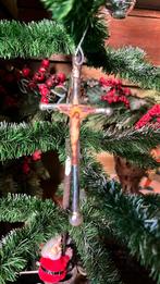 Oude Kerstbal, Kruis met poëzie plaatje, 12 cm., Diversen, Kerst, Ophalen of Verzenden, Zo goed als nieuw