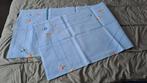 Vintage Geborduurd Tafelkleed Blauw met Bloemen, Binnen, Onbekend, Ophalen of Verzenden, Zo goed als nieuw