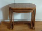 Art Deco, 3 Bijzettafels, 3 Delige Set, Notenhout, tafeltjes, Antiek en Kunst, Antiek | Meubels | Tafels, Ophalen of Verzenden