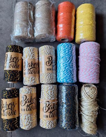 Grote Set Touw & Bakers Twine - 14 Rollen beschikbaar voor biedingen