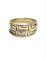 14k geel en witgouden meander ring, Sieraden, Tassen en Uiterlijk, -, -, Ophalen of Verzenden, Zo goed als nieuw