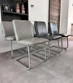4/6 leder Henders & Hazel design stoel grijs op rvs frame, Huis en Inrichting, Stoelen, Ophalen, Niet opgegeven, Zo goed als nieuw