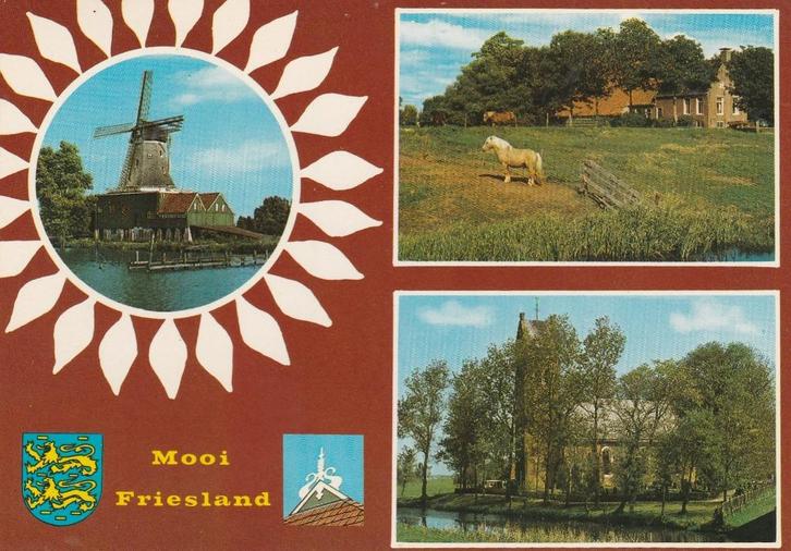 FRIESLAND Molen Boerderij Kerk, Verzamelen, Ansichtkaarten | Nederland, Gelopen, Friesland, 1980 tot heden, Verzenden