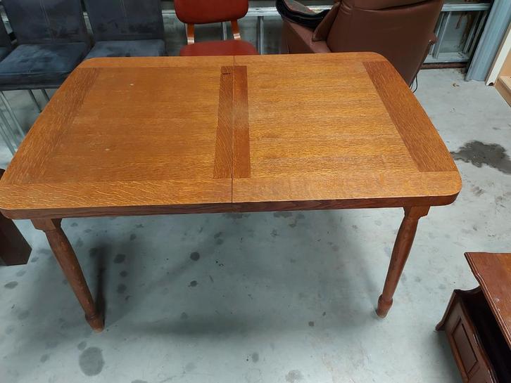 Uitschuifbare houten eettafel 124 / 160 lang en 82,5 cm bree, Antiek en Kunst, Antiek | Meubels | Tafels, Ophalen of Verzenden