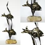 Vintage vissen decoratie vissen in het riet sculptuur beeld, Ophalen of Verzenden