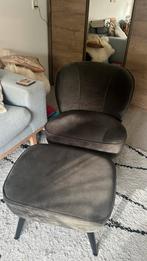 Woood sara velvet stoel met hocker fauteuil groen, Ophalen, 75 tot 100 cm, Zo goed als nieuw, Modern industrieel