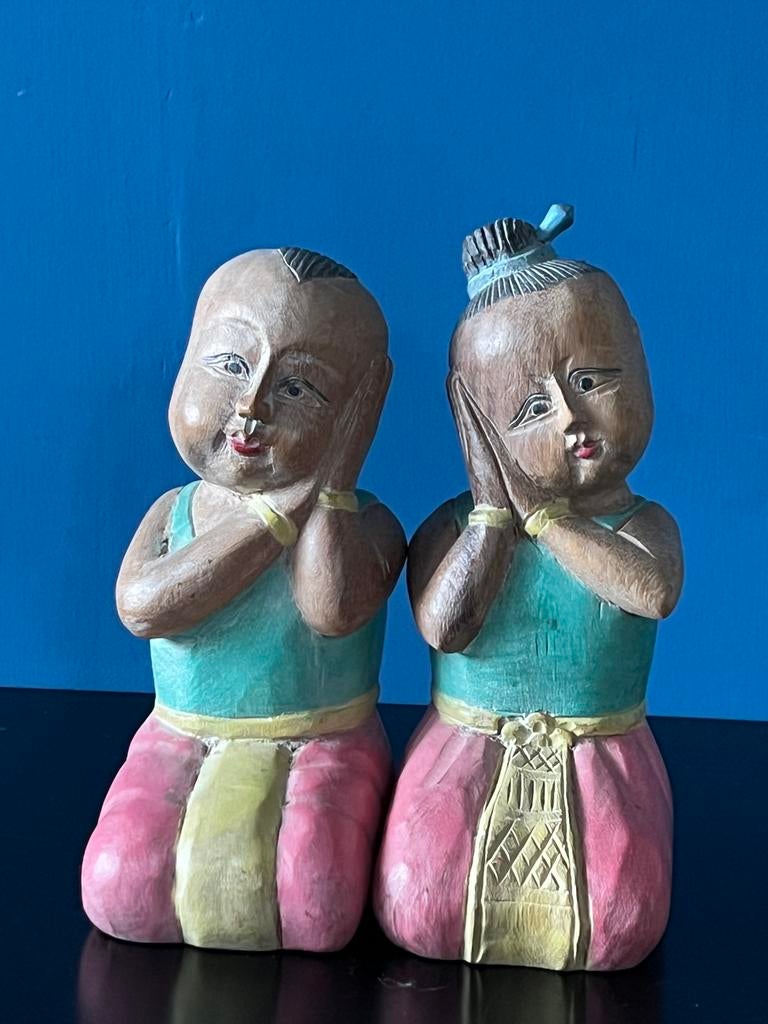 Thaise Sawadee Houten Beelden vintage, Ophalen of Verzenden