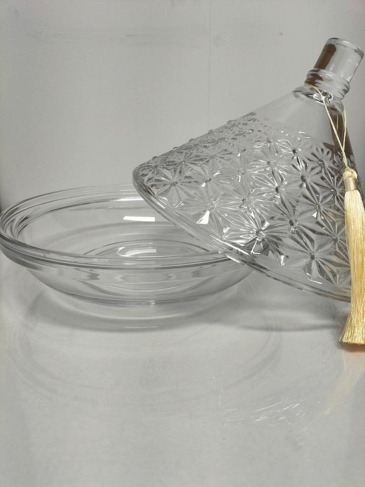 partij glazen tajine 28 cm, Huis en Inrichting, Woonaccessoires | Schalen en Manden, Nieuw, Rechthoekig, Glas, Ophalen