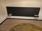 Mooi zwart hoofdbord met handige plankjes, Huis en Inrichting, Ophalen, Zwart, Tweepersoons, Zo goed als nieuw