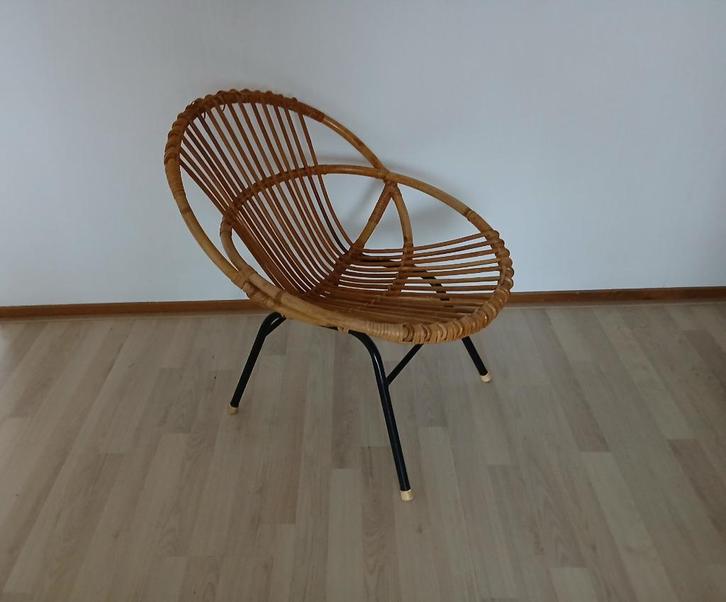 Vintage Rotan Stoel - Dirk Van Sliedregt - Rohe - Noordwolde, Huis en Inrichting, Stoelen, Gebruikt, Eén, Riet of Rotan, Bruin