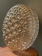 Vintage mid century lamp champagnekleurig persglas bloem, Huis en Inrichting, Lampen | Plafondlampen, Ophalen of Verzenden, Gebruikt