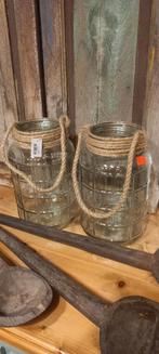 Glazen pot vaas met jute touw, Ophalen, Overige kleuren, Minder dan 50 cm, Glas