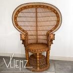 Vintage, rotan, Ibiza, Emmanuelle stoel, Pauwenstoel, Huis en Inrichting, Stoelen, Ophalen, Gebruikt, -, Riet of Rotan