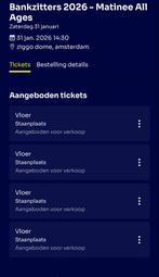 Bankzitters Ziggo Dome 4x veld 31-01-2026, Tickets en Kaartjes, Concerten | Nederlandstalig, Drie personen of meer, Januari