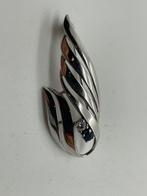A82 Prachtige zilveren broche Teka blauwe saffier, Sieraden, Tassen en Uiterlijk, Antieke sieraden, Ophalen of Verzenden, Zilver