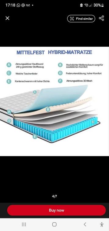 2 Nieuwe Matrassen - 1 in doos, 1 uitgepakt beschikbaar voor biedingen