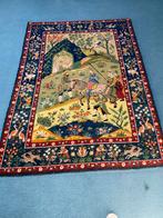Handgeknoopt Smyrna Kleed - Vloer/Wanddecoratie, Gebruikt, 100 tot 150 cm, Blauw, Ophalen of Verzenden