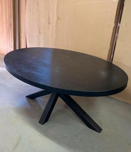 Eettafel eiken ovaal zwart 180, Huis en Inrichting, Tafels | Eettafels, Nieuw, 100 tot 150 cm, Vijf personen of meer, Ovaal, Ophalen of Verzenden