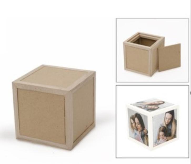 Arts en Crafts MDF kubus 7,5 x 7,5 cm, Hobby en Vrije tijd, Knutselen, Nieuw, Materiaal, Ophalen of Verzenden