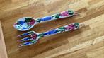 Vintage Sla couvert met bloemen beschilderd, Antiek en Kunst, Ophalen of Verzenden