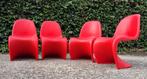 4 Rode Vitra Pantonstoelen, stapelbaar, Ophalen, Kunststof, Gebruikt, Vier