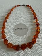 S250/Prachtige 925 subtiele AMBER Blokjes ketting, Gebruikt, Overige kleuren, Verzenden, X