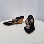 Gave zwarte leren sandalen, sleehak, Mt 38,5 Merk Aerosoles, ., Zwart, Zo goed als nieuw, .
